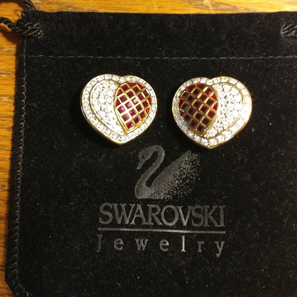 Swarovski Heart Clip Earrings
